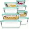 Paquete de 8 Contenedores de Vidrio de Colores para Alimentos con Tapas Selladoras, Fiambreras de Vidrio, Cajas Bento, Tazones para Conservar Fresco