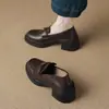 Zapatos de Cuero de Tacón Alto para Mujer Chuyuji Nuevo Estilo Primavera y Otoño Mocasines Cómodos para los Pies con Tacón Grueso Slip-On