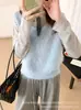 Novo colete de malha com gola V em mohair 2026 para mulheres, outono e inverno, estilo casual, caimento solto, perfeito para sobrepor, colete de malha sem mangas