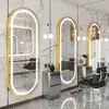 Espejo de salón de peluquería espejo de barbería estación de peluquería celebridad de internet con luz de pared estilo nuevo espejo de corte de pelo de pared