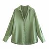 ZR comércio exterior atacado estilo europeu e americano roupas femininas francês cetim de seda textura vertical solto camisa de manga comprida 2197745