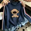 Camiseta de Manga Larga con Bloques de Color para Niños, Estilo Primavera y Otoño, Elegante Camiseta Básica de Algodón Puro Suelta Casual con Tres Rayas para Niños, Top de Moda