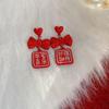 Pendientes de aguja de plata con forma de dragón y diseño de animales del año, bonitos pendientes rojos de dibujos animados, pendientes festivos de Año Nuevo, pendientes rojos de red de moda para mujer.