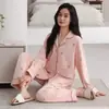 Pijama de Algodón Puro Nuevo Otoño 2026 para Mujer, Conjunto Delgado de Manga Larga y Pantalón Largo Casual Cómodo para Casa, Se Puede Usar al Aire Libre