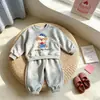Nueva colección de primavera: conjunto de dos piezas moderno y deportivo para niñas, que incluye una sudadera infantil, perfecto para primavera y otoño, ropa infantil elegante para exportación