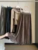 Saia de veludo queimado com recorte fashion para mulheres, nova para outono e inverno, cintura alta, fluida, saia plissada de comprimento médio