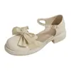 Moda Verano 2026 Zapatos Mary Jane Mujer Huecos Suela Plana Lazo Zapatos Pequeños de Cuero Zapatos Individuales Mujer Combinar Faldas Sandalias Mujer