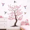 HS1233H Original Pêssego Rosa Árvore Beija-flor Autoadesivo Adesivos de Parede Quarto Sala de Estar Quarto de Crianças Adesivo Decorativo Aconchegante