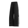 Pantalones Casuales de Verano para Hombre, Cremallera Bidireccional, Buen Estilo para Otoño, Pantalones Largos Holgados de Pierna Recta, Estilo Pareja, Pantalones Deportivos Rayados Color-Block