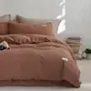 Juego de cama de cuatro piezas con diseño de gofre de clase A, de algodón 60 de calidad para bebés, color sólido, funda de edredón de algodón puro, ropa de cama ligera de lujo de alta calidad