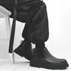 Botines Negros Chelsea Cortos Estilo Celebridad de Internet Mona para Hombre, Botas Martin Británicas de Cuero Genuino sin Cordones de Caña Media con Suela Gruesa