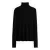 Camiseta base azul claro de cuello alto para mujer, prenda interior de otoño ajustada, top versátil de manga larga elástico de color liso suave con cuello apilado