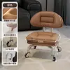Taburete Pequeño Doméstico Giratorio con Ruedas, Taburete Bajo con Ruedas, Taburete Amigable para Niños con Ruedas, Taburete Redondo Perezoso con Respaldo