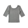 2025 Novo Estilo Quente de Menina Desejo Puro Camiseta Grande Decote U Manga Média Camiseta Feminina para Usar por Baixo Look Emagrecedor Sexy Top Elástico