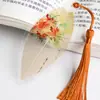 Estilo chinês simples artístico requintado borla folha marcador de página clássico estilo antigo criativo fresco estudante pequeno presente
