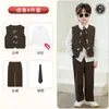 Novo Terno Estilo Chinês para Meninos com Bordado de Panda, Roupa Tradicional Chinesa para Crianças, Conjunto de Colete para Apresentação