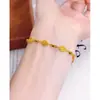Oro de Arena Vietnamita # Pulsera Delgada con Perlas Rosas, Diseño de Nicho, Joyería de Mano Exquisita y de Lujo Ligero Que No Se Desvanecerá Durante Mucho Tiempo
