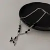Collar de cuentas de mariposa negra para mujer 2022 nuevo estilo cadena para la clavícula cadena para suéter accesorios