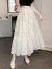 Saia de Renda Feminina Novo Estilo Verão Design Vazado Renda Caimento Cintura Alta Aparência Emagrecedora Saia de Gaze Modelo A