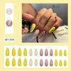 Uñas postizas francesas amarillas estilo Flash europeo y americano, uñas almendradas delgadas, pieza de uña flash, uñas para usar, venta al por mayor