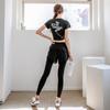 Traje de Ropa de Yoga Hielo de Verano para Mujer Malla Transpirable de Secado Rápido Falso Dos Piezas Ropa de Secado Rápido para Deportes al Aire Libre Running Fitness