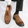 Zapatos de Cuero Brogue para Hombre, Moda Transfronteriza Talla Grande Estilo Británico Zapatos Casuales de Negocios, Zapatos de Cuero Retro de Moda para Hombre