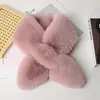 [Entrega 24H] Bufanda Rellena, Color Sólido, Versátil, Cálida de Invierno, Bufanda Cruzada de Imitación de Piel de Conejo