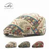 Boina Jacquard de Moda Estilo Coreano para Mujer, Gorra Británica Retro con Visera, Gorra Delantera de Personalidad Estilo Étnico, Sombrero de Moda Reversible