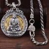 Colgante Año de Nacimiento Zodíaco Chino Plata Esterlina Redondo Sol Grande Amitabha Buda Hoid Samantabhadra Colgante