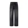 Pantalones Vaqueros Lavados Negros Desgastados de Calle Alta Americana para Hombre Muqiu, Pantalones Largos Rectos Elegantes Estilo Old Money
