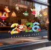 Novas decorações de Natal coloridos adesivos de janela de Natal adesivos de janela de Natal vestido de vidro de janela sem costura adesivos de janela