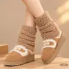 Nuevos Calentadores de Piernas Lisos Gruesos Cálidos Otoño/Invierno Calcetines Cómodos de Felpa Suave a Media Pantorrilla con Protección Adicional de Polar para Piernas Calcetines Slouch Versátiles