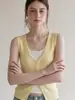 Chaleco de punto sin mangas con bloques de color de estilo suave, imitación de dos piezas para mujer, estilo de verano, hermoso top ajustado 891