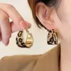 Brincos de Leopardo Retro Europeus e Americanos para Mulheres Outono e Inverno Novos Brincos de Nicho Exagerados de Alta Qualidade Brincos da Moda
