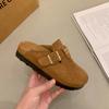 Sapatos Birkenstock de Solado Grosso para Mulheres, Novo Estilo Primavera 2026, Mules Preguiçosos para Calçar Facilmente, Meio Chinelos de Bico Fechado, Sandálias de Cortiça para Uso Externo