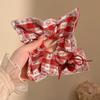 Lenço Quadrado Vazado Branco Cereja de Renda Feito à Mão Scrunchie Doce Feminino Rabo de Cavalo Elástico de Cabelo