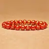Pulsera sencilla de ágata roja natural con mantra de seis caracteres, disponible en varios tamaños, roja con cuentas doradas, joyería de ágata roja simple y clásica