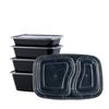Caja de comida desechable, lonchera rectangular, caja de comida rápida, caja para llevar, tazón de sopa redondo, plástico transparente negro con tapa