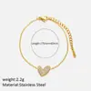 Cadena de Clavícula Temperamento con Circonita Micro pavimentada Bañada en Oro Real para Mujer, Collar Pulsera de Corazón de Amor de Acero Inoxidable de Alta Gama, Venta al por Mayor en Stock