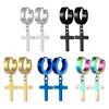 Pendientes europeos y americanos de moda transfronterizos de acero de titanio, pendientes cortos de acero inoxidable con forma de cruz, colgantes para la oreja punk hip-hop, clips para la oreja y accesorios para la oreja