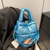 Nuevo Estilo Abrigo de Algodón Bolsa de Plumón para Mujer Simple Cuadros Algodón Espacial Bolso de Mano Nicho Ligero Casual Bandolera