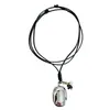Cordón de Cuero Negro Colgante Ovalado Collar Largo Cadena para Suéter Simple Versátil Gama Alta Lujo Ligero Geométrico Moda Estilo Unisex