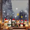 Pegatinas electrostáticas de animales de dibujos animados para ventanas de Navidad, sin adhesivo, para decorar dormitorios, salas de estar, tiendas y puertas correderas con temática navideña