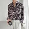 Abrigo fino 2024 primavera nuevo retro americano holgado manga larga volante guapo flor camisa hombres diseño de alta calidad sentido nicho