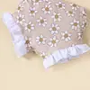 Macacão de Verão Transfronteiriço para Bebê Menina com Listras e Estampa de Alfabeto Triângulo, Conjunto de Shorts com Estampa de Frutas e Turbante