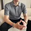 2026 Verano Hombres Estilo Old Money Camisa Polo para Hombre Tejida Elástica Transpirable Fina de Manga Corta Top Venta al por Mayor