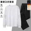 Conjunto Deportivo Casual 2025 para Otoño e Invierno, Sudadera de Cuello Redondo para Hombre con Forro de Polar y Pantalones Largos, Conjunto de Dos Piezas para Correr