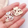 Europeo y Americano Creativo Lindo Dibujos Animados Estampado Gato Mecánico DIY Joyería Accesorios Aleación Pendientes Pulsera Colgante Encanto