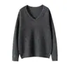 Nuevo Suéter de Cachemir con Cuello en V para Mujer, Engrosado y Cálido, Tejido de Manga Larga Versátil, Simple y Holgado, Elegante Capa Base