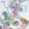 Cuentas Redondas de Color UV Incrustadas con Circonita Luminosa Cuentas Sueltas Cuentas Espaciadoras Bolsa Colgante Cadena para Teléfono Móvil Pulsera Accesorios para Joyería DIY